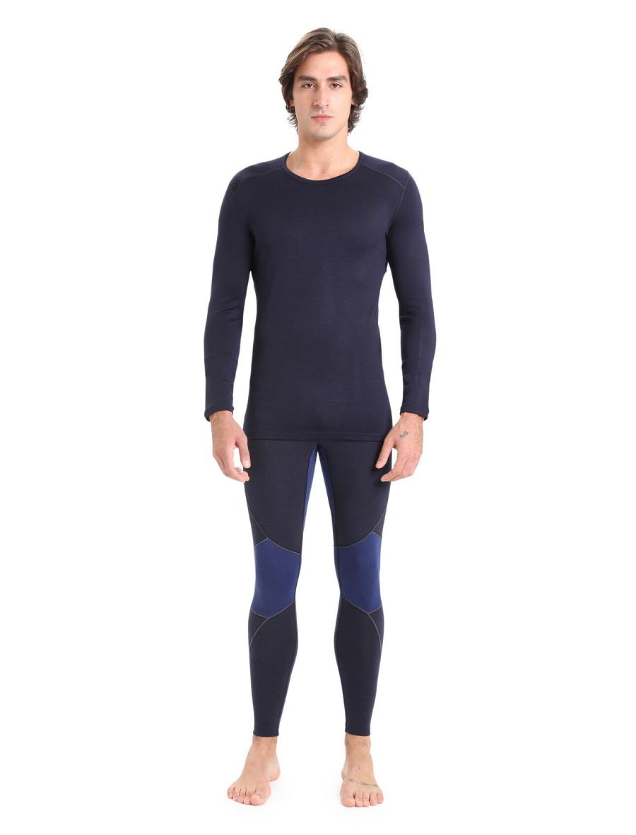 Men's Icebreaker Merino 260 Tech Long Sleeve Crewe Thermal Top Base Layers Midnight Navy | CA 1550MQZA